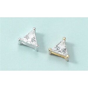 Triangle Stud Necklace Charm | Yellow Gold Plated Sterling Silver